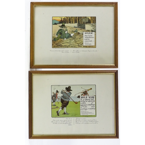 1321 - Charles Crombie, set of 10 golfing advertising prints for Perrier, framed (10)