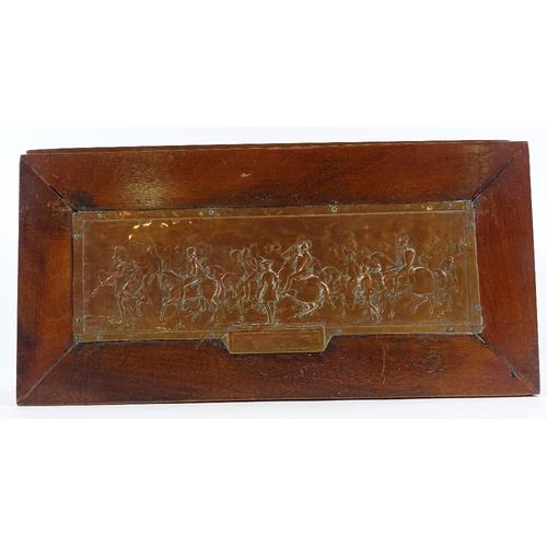 222 - A pair of Victorian relief copper plaques, depicting the Canterbury Pilgrimage and Cavalcade Precedi... 