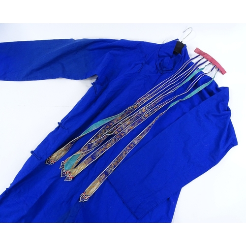 223 - A Chinese deep blue cotton robe