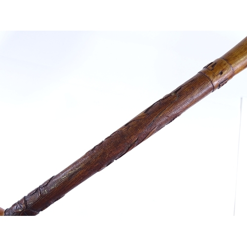 225 - A Victorian Balmoral carved wood walking stick, belonging to the Rt Hon Henry Chaplin MP Stafford Ho... 