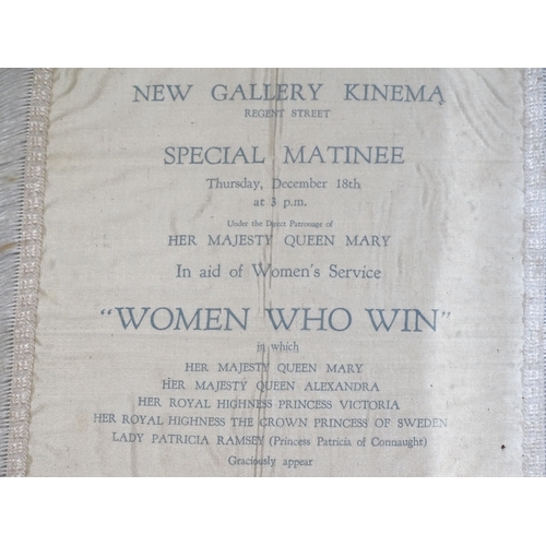 11 - A rare First War Period silk panel advertising an event 