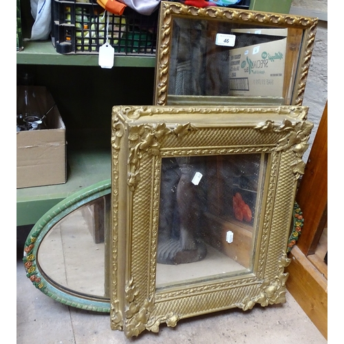 46 - An Antique gilt-gesso framed wall mirror, height 19