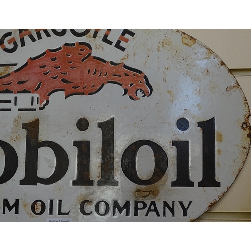 57 - A Vintage enamel advertising sign for Gargoyle Mobiloil Vacuum Oil Company, width 21