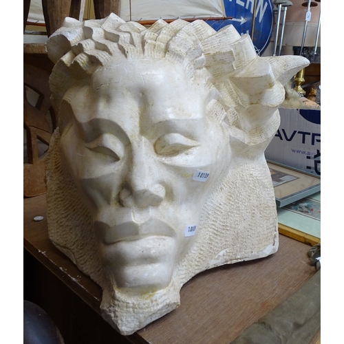 60 - A painted plaster ornamental mask sculpture by Bild 2012, height 12