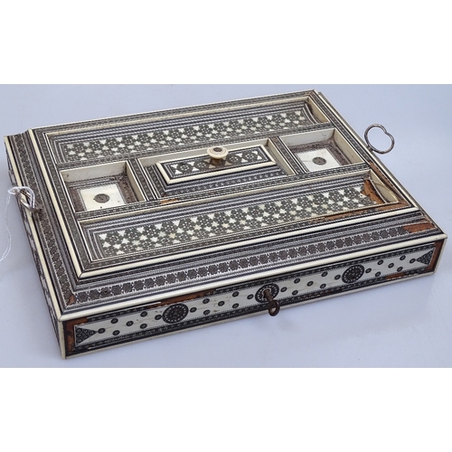 74 - An Anglo-Indian ivory inlaid writing box, with drawer under, 11.5