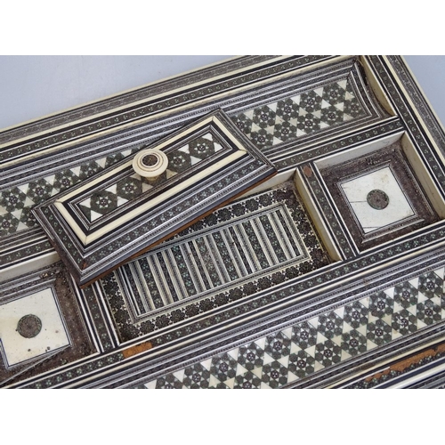 74 - An Anglo-Indian ivory inlaid writing box, with drawer under, 11.5