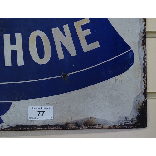 77 - An Antique NTC Public Telephone advertising sign, height 19