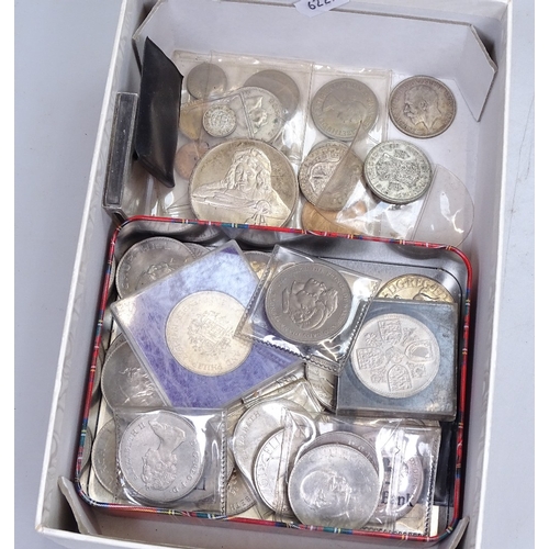 92 - A collection of commemorative crowns, coins and medallions, including silver