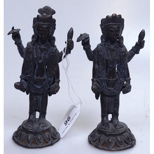 96 - A pair of Indian bronze standing deities, height 5.5