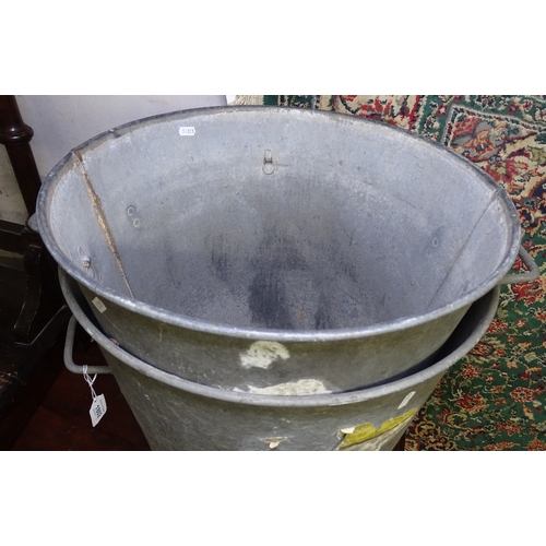 1802 - A pair of galvanised 2-handled buckets