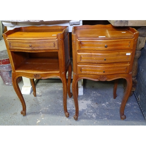 1819 - A pair of French walnut bedside chests, W39cm