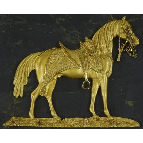 107 - A 19th century relief-cast gilt bronze sculpture of Wellington's horse Copenhagen, mounted in moulde... 