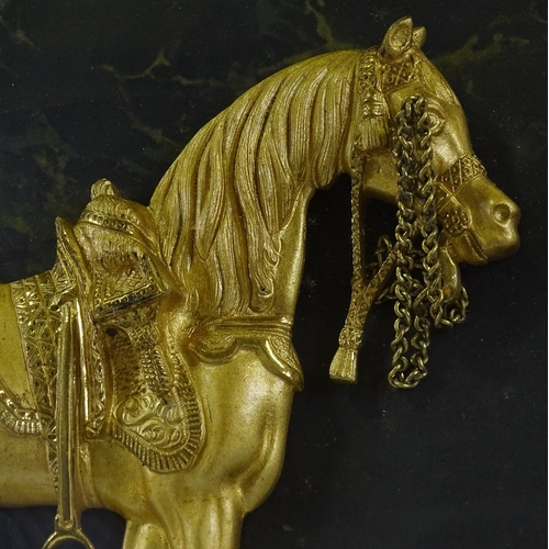 107 - A 19th century relief-cast gilt bronze sculpture of Wellington's horse Copenhagen, mounted in moulde... 