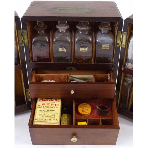 115 - A 19th century mahogany apothecary cabinet, with recessed brass carrying handle, the interior fitted... 