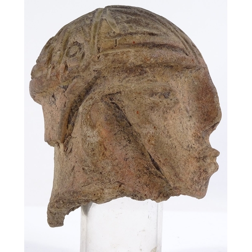 130 - A terracotta antiquity head sculpture, height 9cm