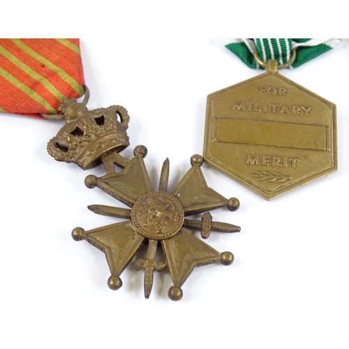 82 - An American military Merit medal, an Iraq medal 1991, and a Belgian Cross (3)