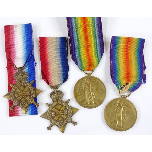 85 - 2 1914 - 15 Star medals, and 2 Victory medals (4)