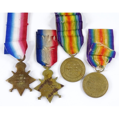 85 - 2 1914 - 15 Star medals, and 2 Victory medals (4)