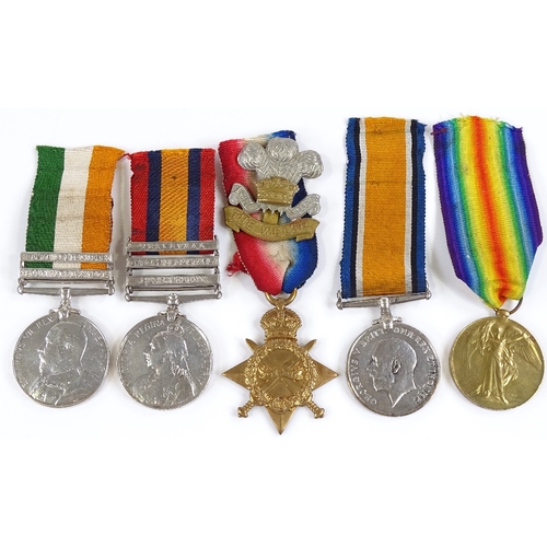 87 - A group of 5 Africa Campaign and First War Service medals, awarded to 6263 Cpl W Forrest, Welsh Regi... 