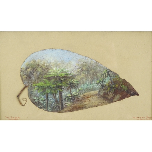 1116 - Attributed to Alfred William Eustace (1820 - 1907), a pair of oil paintings on gum leaves, woodland ... 