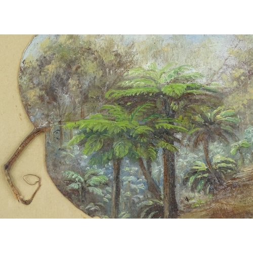 1116 - Attributed to Alfred William Eustace (1820 - 1907), a pair of oil paintings on gum leaves, woodland ... 