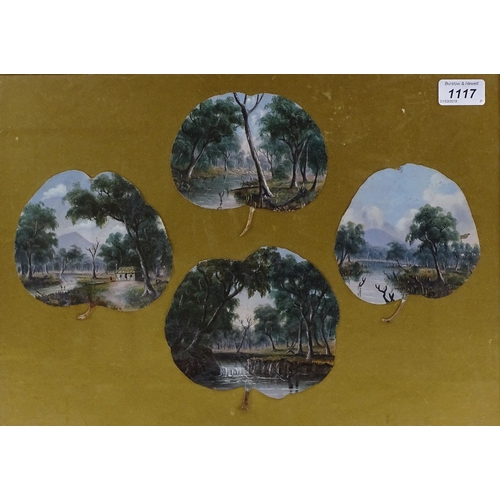 1117 - Attributed to Alfred William Eustace (1820 - 1907), a group of 4 oil paintings on gum leaves, depict... 