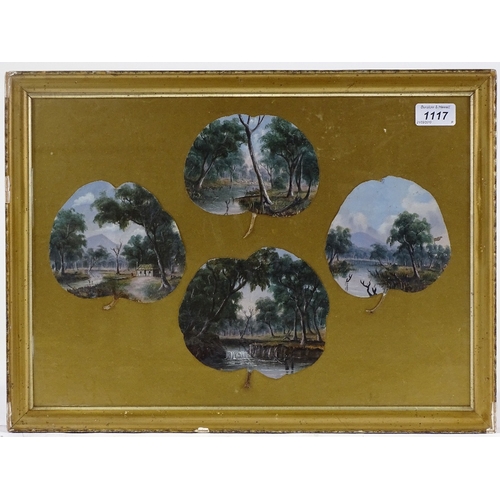 1117 - Attributed to Alfred William Eustace (1820 - 1907), a group of 4 oil paintings on gum leaves, depict... 