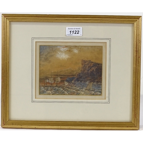 1122 - 19th century English School, watercolour, marine scene, unsigned, 4.5