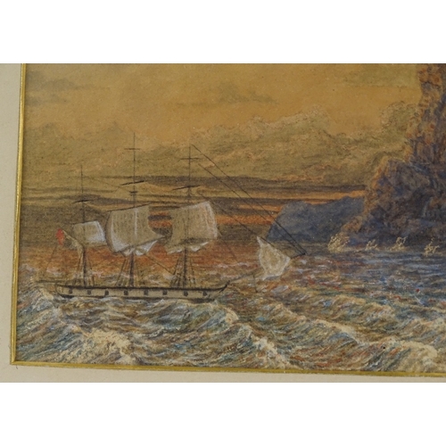 1122 - 19th century English School, watercolour, marine scene, unsigned, 4.5