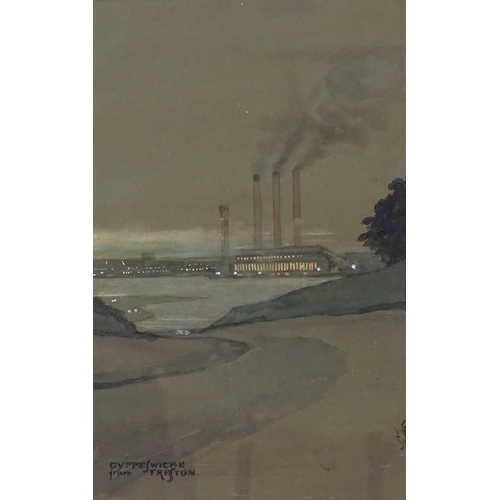 1125 - Watercolour, industrial landscape, Gyppeswicke from Freyton, signed with monogram, 1966, 13.5