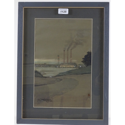 1125 - Watercolour, industrial landscape, Gyppeswicke from Freyton, signed with monogram, 1966, 13.5