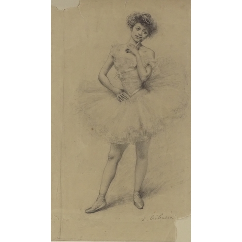 1127 - Eduard Crebassa (1822 - 1882), pencil drawing, ballet dancer, 16