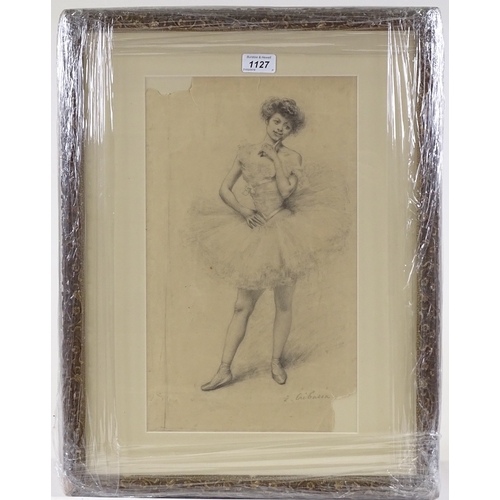 1127 - Eduard Crebassa (1822 - 1882), pencil drawing, ballet dancer, 16