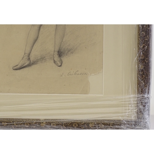 1127 - Eduard Crebassa (1822 - 1882), pencil drawing, ballet dancer, 16