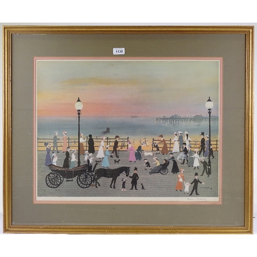 1139 - Helen Bradley, colour print, promenade, signed in pencil with blind stamp, image size 18