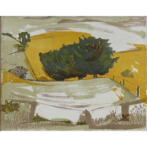 1142 - Alan Robinson, colour lithograph, Sussex farm, 1959, signed in pencil, 15