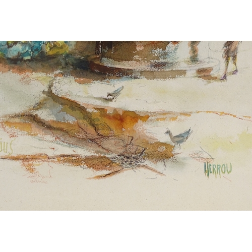 1146 - Herrou, watercolour, French street scene, 30