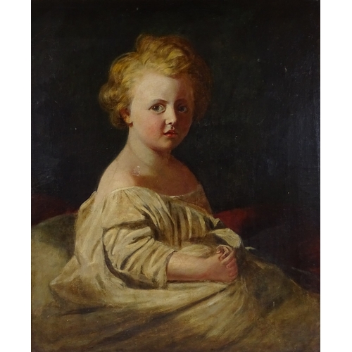 1153 - 19th century oil on canvas, portrait of a child, unsigned, 30