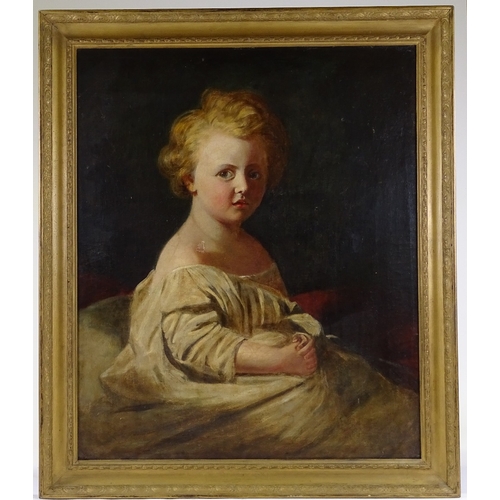 1153 - 19th century oil on canvas, portrait of a child, unsigned, 30