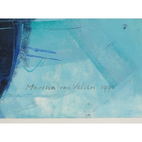 1156 - Marisca Van Velzen, mixed media, abstract composition, 1990, 25.5