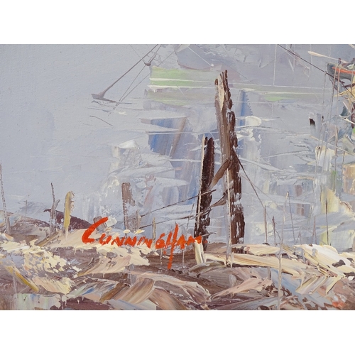 1160 - Cunningham, oil on board, tall ships, 19.5