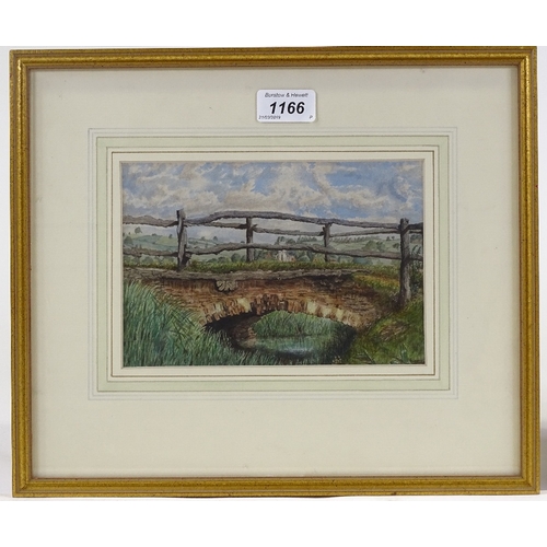 1166 - William Bowden (1880 - 1956), watercolour, old bridge, 5