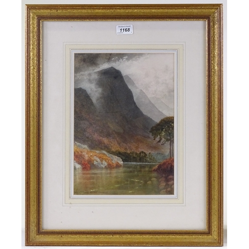 1168 - 19th century watercolour, Highland landscape Loch Catrine, 1896, signed with monogram, 13