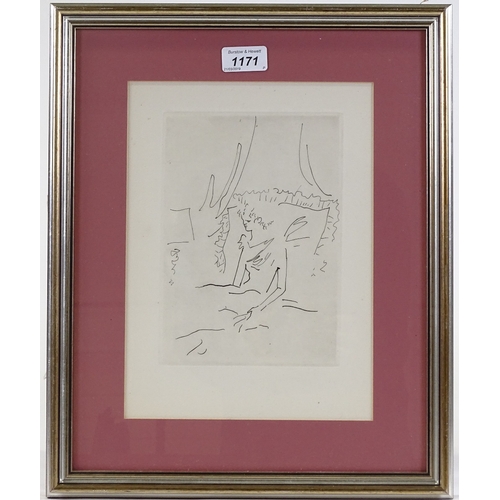 1171 - Jean Cocteau, etching, Le Bal, 1953, from an edition of 220, plate size 8.5