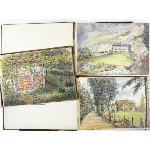 1183 - 3 mid-19th century albums of watercolours, mainly Switzerland, some dated 1870s