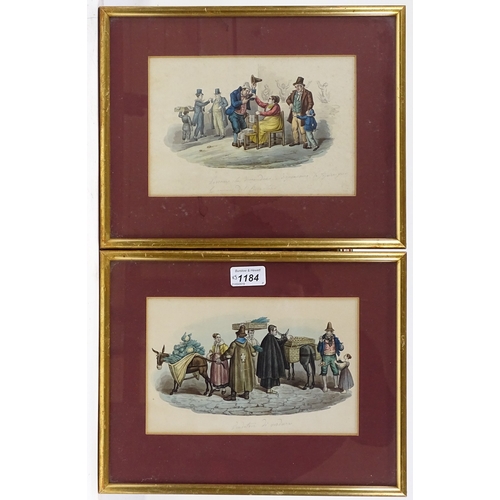 1184 - 19th century Italian School, 4 watercolours, street life, unsigned, 6