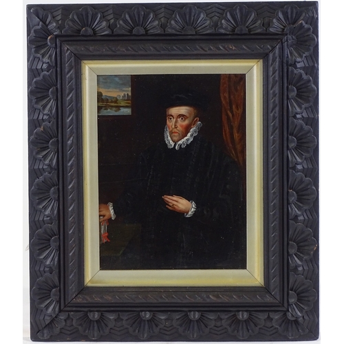 1185 - 18th / 19th century oil on board, portrait of a nobleman, unsigned, 10