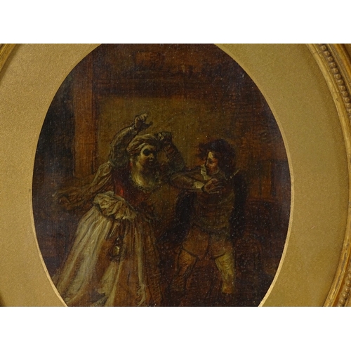 1191 - Robert Smirke (1752 - 1845), oil / ink on card, a domestic dispute, 7