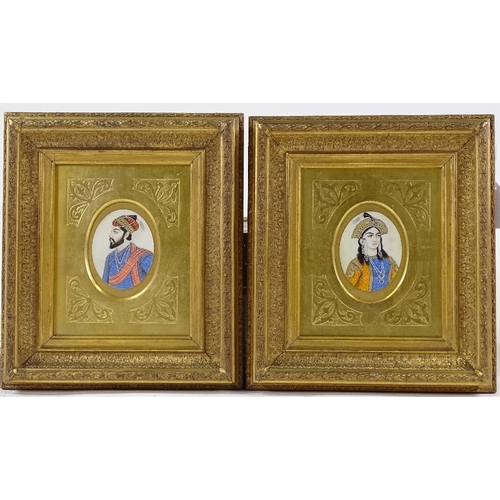 1192 - 19th century Indian School, pair of miniature painted portraits on ivory, 3