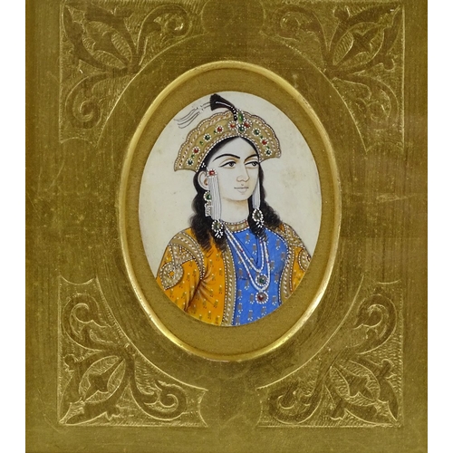 1192 - 19th century Indian School, pair of miniature painted portraits on ivory, 3